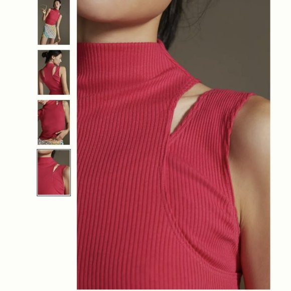 NWT Anthropologie Layered Cutout Tank in Medium Pink - Picture 3 of 8